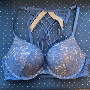 Victoria Secret 34B sexy push up blue front closure bra.